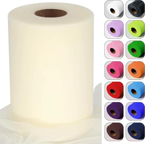 Vista 21 de Rollos de tela de tul verde ácido de 6 pulgadas por 100 yardas (300 pies) Cinta de tul para tutú, falda, envoltorio de regalo, decoración de boda
