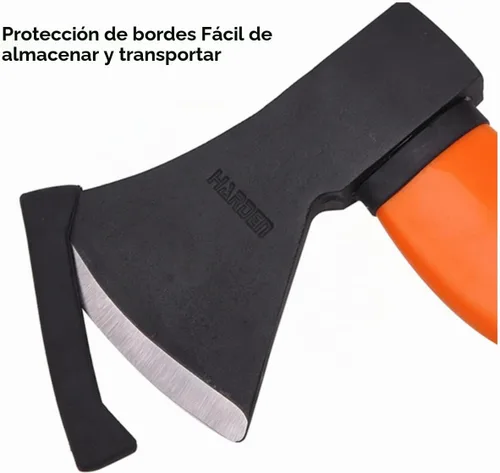 Vista 3 de Edward Tools Hacha de madera – Hacha de campamento pequeña resistente con funda – para dividir madera, leñar – Hoja de acero forjado con mango