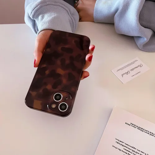Vista 6 de Funda protectora estética de tortuga para iPhone 12 de 6.1 pulgadas, diseño retro con estampado de leopardo y ámbar marrón y ámbar para iPhone 12