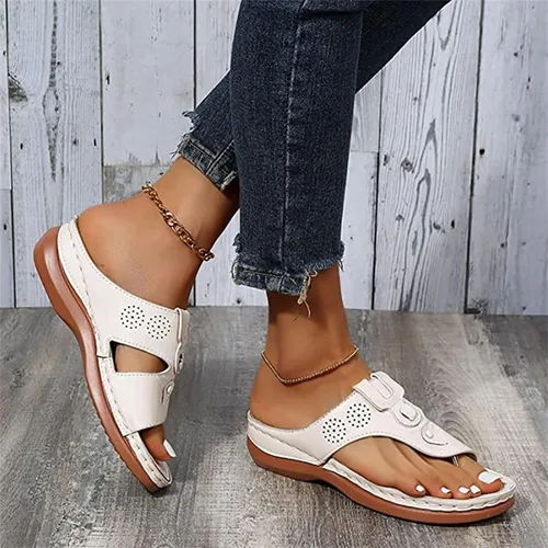 Vista 91 de Ladmiple Sandalias ortopédicas florales de moda 2023 con soporte de arco, zapatillas romanas casuales con puntera abierta
