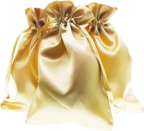 Vista 17 de Bolsas de regalo de satén azul bebé de 4 x 6 pulgadas, bolsas de joyería, bolsas de cordón para recuerdos de boda, baby shower, Navidad, 50 por