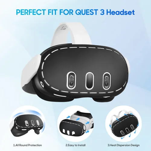 Vista 2 de Silicone Cover Set Compatible with OculusMeta Quest 3 Accessories,VR Accessory Set for Meta Quest 3,Include VR Silicone face Cover,VR Shell