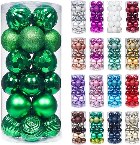 Vista 81 de XmasExp Juego de 24 mini esferas de Navidad inastillables para bolas de árbol de Navidad, 1.18 pulgadas (negro)
