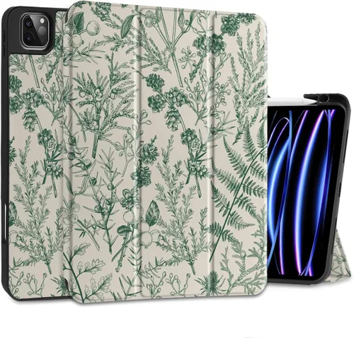 Vista 21 de DONGKE Funda para iPad Pro de 12.9 pulgadas 6ª generación 2022, soporte para lápiz integrado + soporte triple + encendido automático/apagado + funda