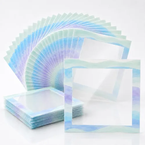 Vista 9 de 30 PCS Reusable Diamond Painting Release Paper Premium Frame Film Paper Watercolor Dots - Pink & Sky Blue