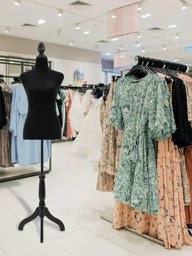 Vista 7 de Maniquí, maniquí de cuerpo femenino ajustable de 49.6-63.4 pulgadas, maniquí de vestido de madera maciza con soporte, maniquí de costura femenino