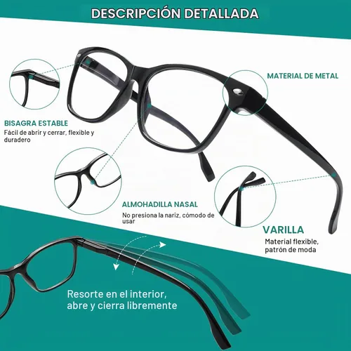 Vista 5 de Paquete de 3 Gafas de Lectura Progresivas Multifoco para Mujeres y Hombres con Bloqueo de Luz Azul, Bisagras de Resorte Multifoco, Lectores