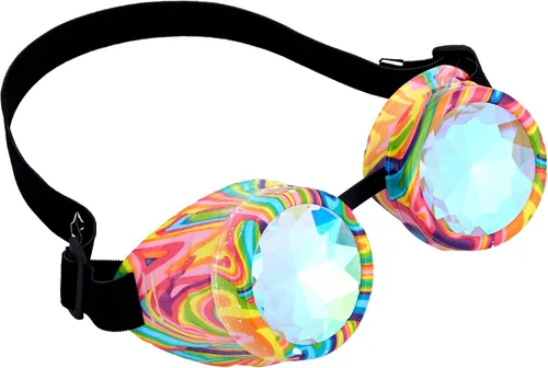 Vista 58 de Gafas de caleidoscopio retro con pinchos, gafas de cristal arcoíris steampunk estilo soldadura, gafas de cosplay punk