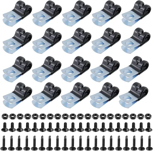 Vista 13 de Antrader Clips de cable tipo R, abrazaderas de cable de 0.12 pulgadas con tornillos, acero inoxidable 304, 100