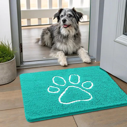 Vista 70 de Smiry Tapete para puerta de perro para patas fangosas, absorbente y Gris y negro