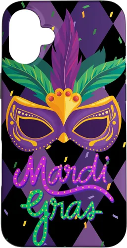 Vista 21 de Funda para iPhone 11 Pro Max Mardi Gras NOLA Festive Carnival Mask New Orleans Party Case