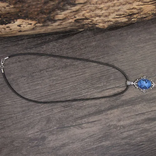 Vista 5 de Conjunto de collar de camafeo chapado en plata antigua, conjunto de joyas para mujer