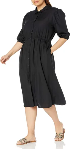 Vista 4 de The Drop Ellen Vestido camisero midi con mangas abombadas y espalda abierta para mujer