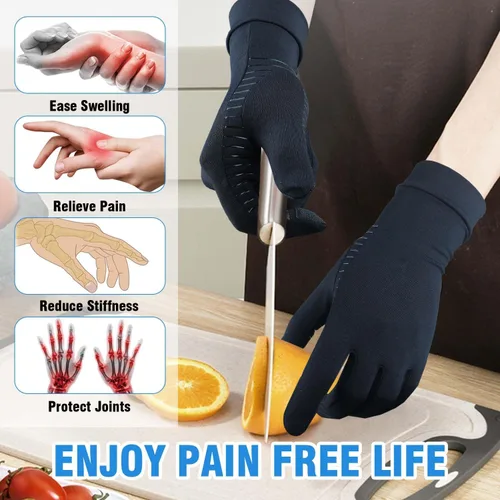 Vista 5 de 2 pares de guantes de artritis para mujeres para el dolor, guantes de compresión para mujeres y hombres para túnel carpiano, guantes de cobre