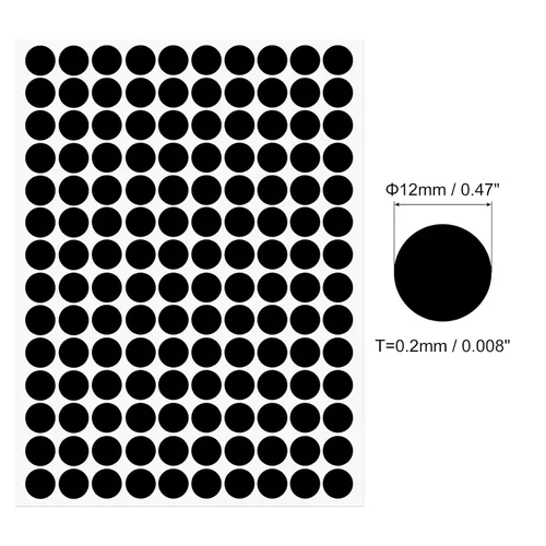 Vista 2 de uxcell 1 Hoja/140 Piezas de Pegatinas para Cubrir Agujeros de Tornillo, 12 mm de Diámetro, PVC Autoadhesivas, Tapas a Prueba de Polvo para Muebles