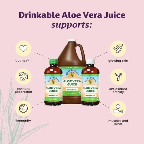 Vista 3 de Lily of the Desert Jugo de aloe vera – Filete interior de aloe vera, jugo de aloe orgánico con vitaminas naturales, enzimas digestivas para la salud