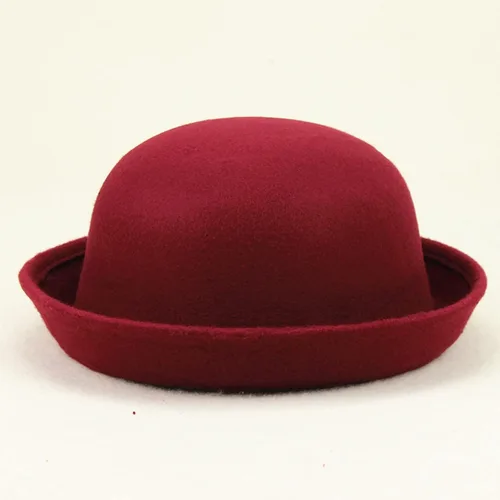 Vista 2 de Sombreros redondos de lana clásicos de moda, con ala enrollable, para jóvenes pequeños