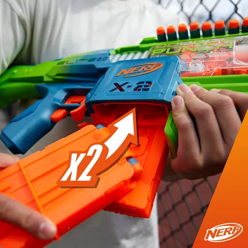Vista 5 de Nerf Elite 2.0 - Pistola motorizada de doble perforación, 50 dardos, 2 clips de 10 dardos, a partir de 8 años