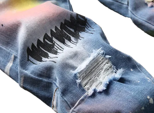 Vista 41 de Enrica Pantalones vaqueros estampados casuales para hombre