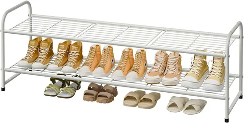 Vista 11 de Zapatero de 2 niveles para armario, organizador de almacenamiento de zapatos extra largo de 44 pulgadas para estantes, metal resistente, fácil Negro