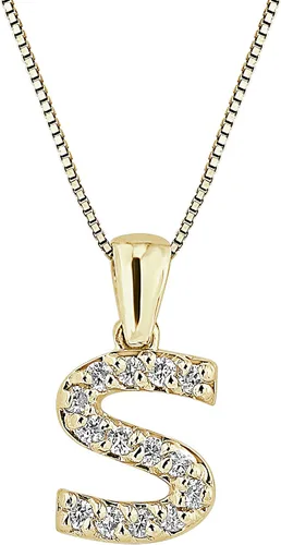 Vista 17 de Collar colgante con letra inicial de diamantes en oro amarillo de 14k (1/10 quilates) 18 pulgadas