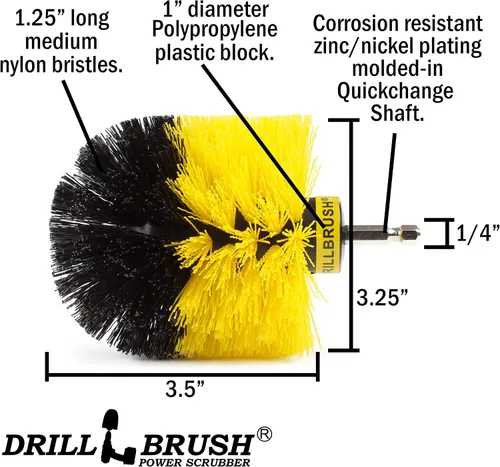 Vista 5 de Drill Brush Fregador eléctrico para taladro inalámbrico Multiuso Medio amarillo
