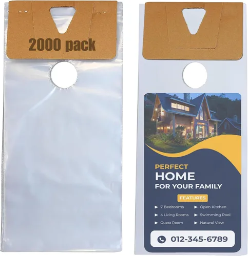 Vista 13 de Paquete de 100 bolsas de plástico para colgar puertas, 6 x 12 pulgadas Transparente