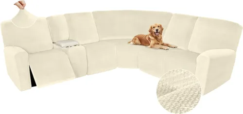 Vista 365 de Arfntevss Fundas de sofá seccional reclinable de terciopelo, Funda de sofá seccional de esquina para sofá reclinable, Funda elástica suave