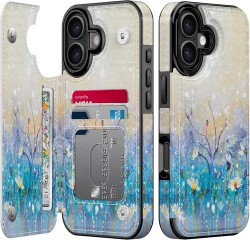 Vista 36 de LETO para iPhone 15 Pro Funda tipo cartera - Tapa tipo folio con patada - Diseños de moda - Tarjetero - Funda protectora para mujeres y niñas - 6.1
