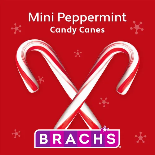 Vista 4 de Bastones de caramelo de menta mini festivos de Brach's, caramelo de Navidad, caja de 100