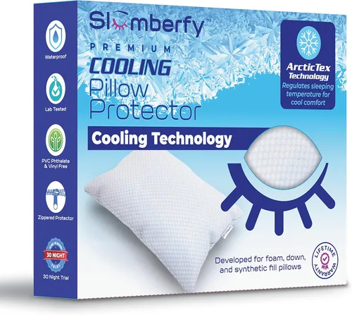 Vista 7 de Slumberfy - Protector de almohada de bambú impermeable de tamaño estándar, fundas de almohada premium con protección contra alergias, funda
