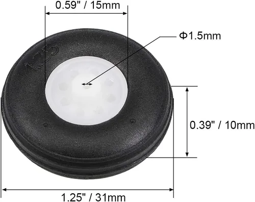 Vista 2 de uxcell Juegos de neumáticos y ruedas para avión RC, neumático de esponja de PU con cubo de plástico, 1.25 "2 piezas