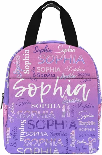 Vista 25 de InterestPrint Bolsa de almuerzo con nombre personalizado para hombres y mujeres, color rosa, blanco y negro, con lunares personalizados, enfriador