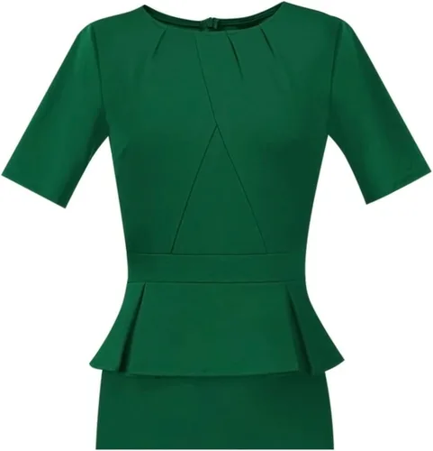 Vista 5 de VFSHOW Vestido de tubo plisado para mujer cuello redondo peplum para el trabajo la oficina negocios