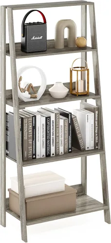 Vista 14 de Furinno Estantería para libros de 4 niveles, estante de escalera de marco abierto, pino ámbar Estantería de almacenamiento de pie de 10.9 x 23.6 x