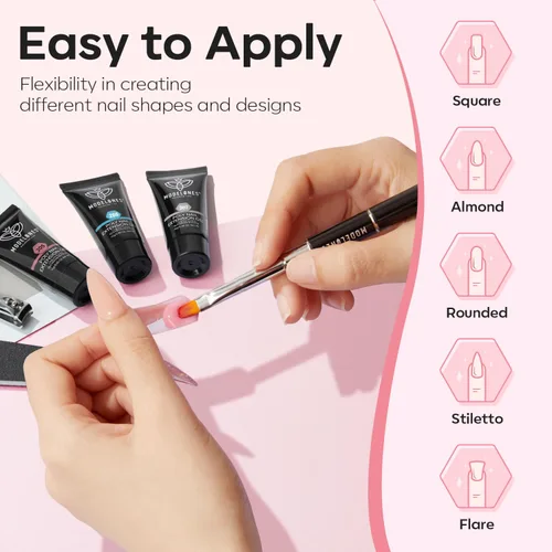 Vista 7 de Modelones – Kit de uñas de polygel, geles de construcción de uñas de 6 colores, kit de polygel para hacer extensiones de uñas rosa claro, blanco