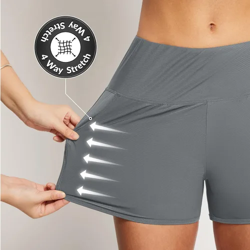 Vista 83 de baleaf Traje de baño de cintura alta de 3, 5, 7, 9 pulgadas, para mujer, de secado rápido, con bolsillos