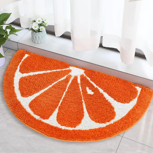 Vista 2 de Tapete de baño semicírculo, tapete para entrada del hogar, absorbente antideslizante, tapete de baño esponjoso y peludo, lavable a máquina