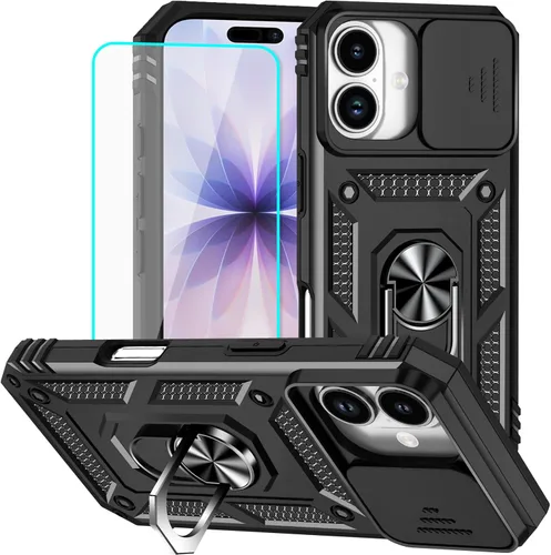 Vista 37 de HNHYGETE Funda para iPhone 12 Pro Max con protector de pantalla: [grado militar de 20 pies probada en caídas] Funda protectora para cámara Negro