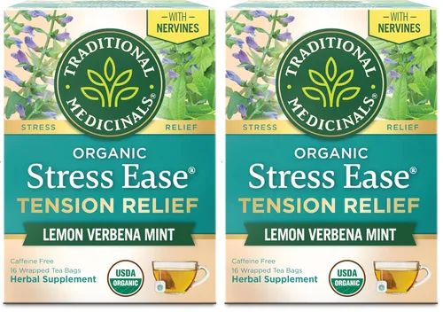 Vista 21 de Traditional Medicinals Orgánico, Stress Ease Calm con Adaptógenos, Ashwagandha y Honeybush - Promueve la Relajación - Kosher, Sin OGM, Sin Cafeína