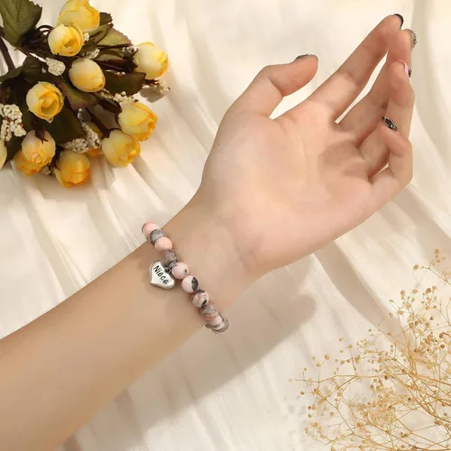 Vista 4 de MIXJOY Regalos para mujer con texto en inglés "Life is Tough But So Are You", pulsera de piedra natural, regalos de relajación antiansiedad