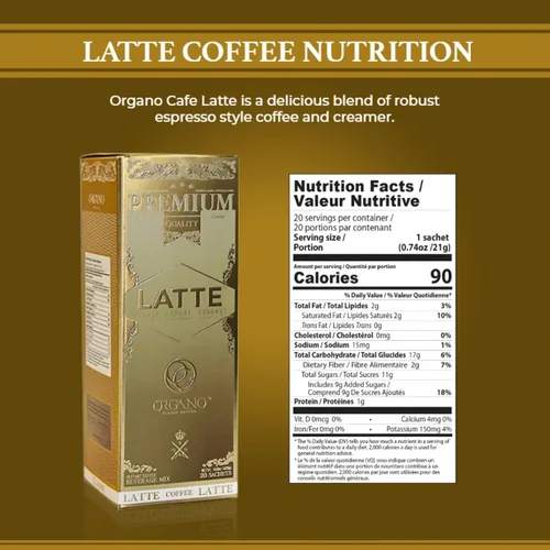 Vista 2 de 2 cajas ORGANO Gourmet Cafe Latte, 100% Ganoderma Lucidum certificado (40 bolsitas)
