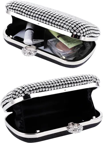 Vista 3 de Evevictor Bolso de mano de noche para mujer, bolso de noche brillante para cóctel, graduación, fiesta, bolso de noche pequeño de cristal para boda