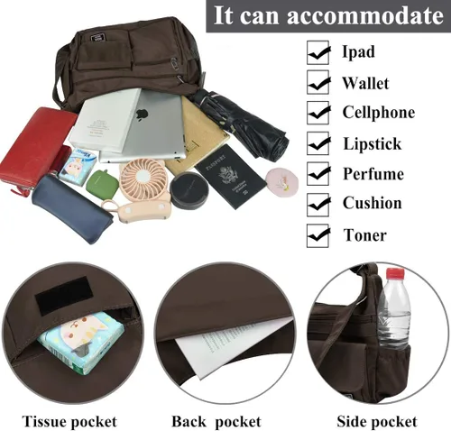 Vista 7 de VOLGANIK ROCK Bolsos cruzados para mujer bolso de hombro de viaje RFID impermeable bolso de mensajero casual de nailon