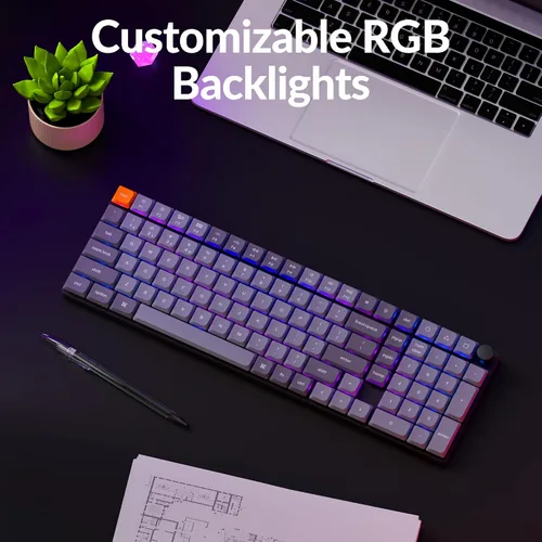 Vista 4 de Keychron K17 Max 96% Layout QMKLauncher Teclado mecánico con cable ultra delgado inalámbricotipo C con retroiluminación RGB, interruptor rojo