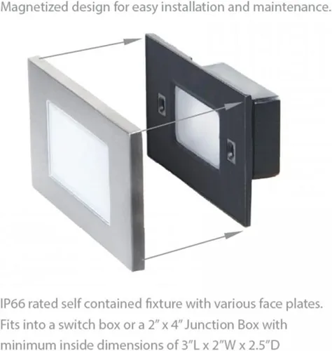 Vista 3 de Iluminación de paisaje WAC, LEDme 120V LED vertical con listones para interiores y exteriores, luz de pared y escalón de 3000 K LED incorporado