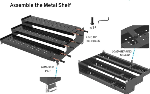 Vista 5 de Jojocross Organizador de especias de metal para gabinete, estante de almacenamiento de especias expandible de 3 niveles, ideal para armarios de Negro