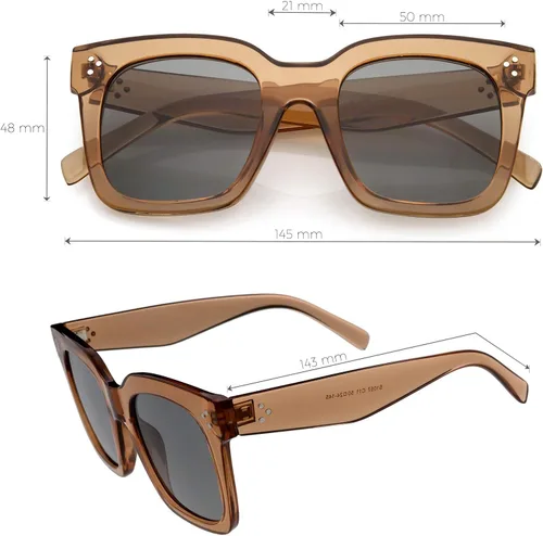 Vista 20 de zeroUV - Gafas de sol cuadradas retro de moda de gran tamaño para mujer estilo vintage 1.969 pulgadas
