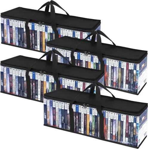 Vista 10 de Bolsas de almacenamiento de DVD CCidea (Set de 2) Funda de PVC transparente con asas para cajas de DVDs/CDs/VHS/Blu Ray/Películas/Videojuegos - Cada
