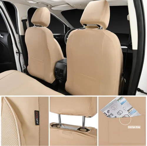 Vista 3 de CAR PASS Juego completo de fundas de asiento de cuero, universal, resistentes al agua, soporte de respaldo de espuma 3D, comodidad de lujo, 5